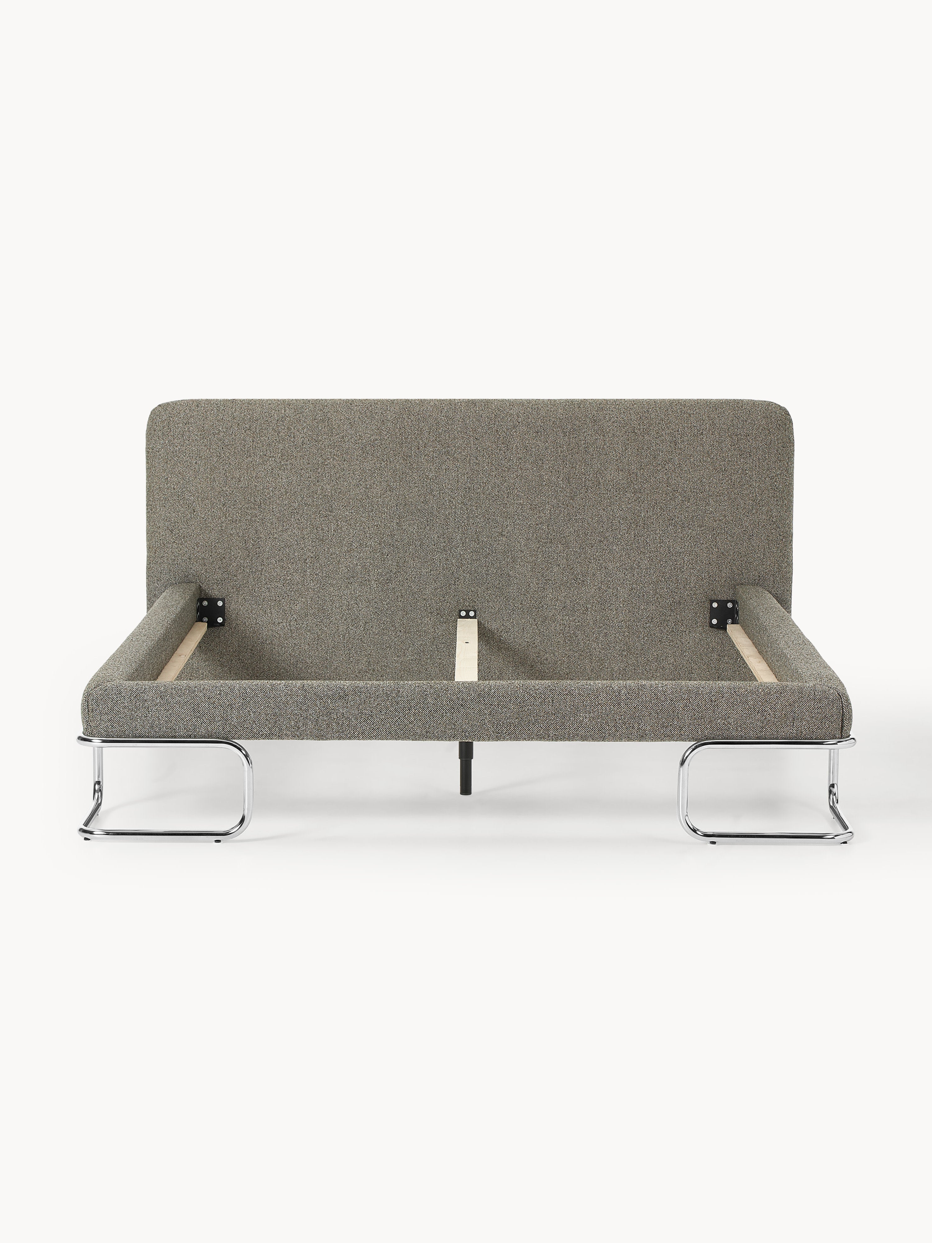 Bouclé gestoffeerd bed Olina met metalen poten