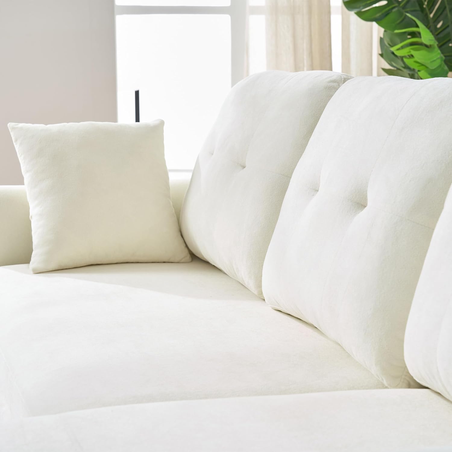 Merax Sofa Ecksofa mit Schlaffunktion, Praktisches Schlafsofa mit Bettkasten, L-Form Schlafcouch mit Stauraum&Seitentaschen, Links und Rechts austauschbar, Chenille, für Wohnzimmer/Schlafzimmer, Beige