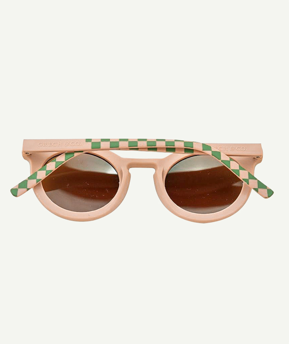 GRECH & CO.LUNETTES DE SOLEIL BÉBÉ 0-2 ANS CLASSIC DAMIER VERT ET ROSE