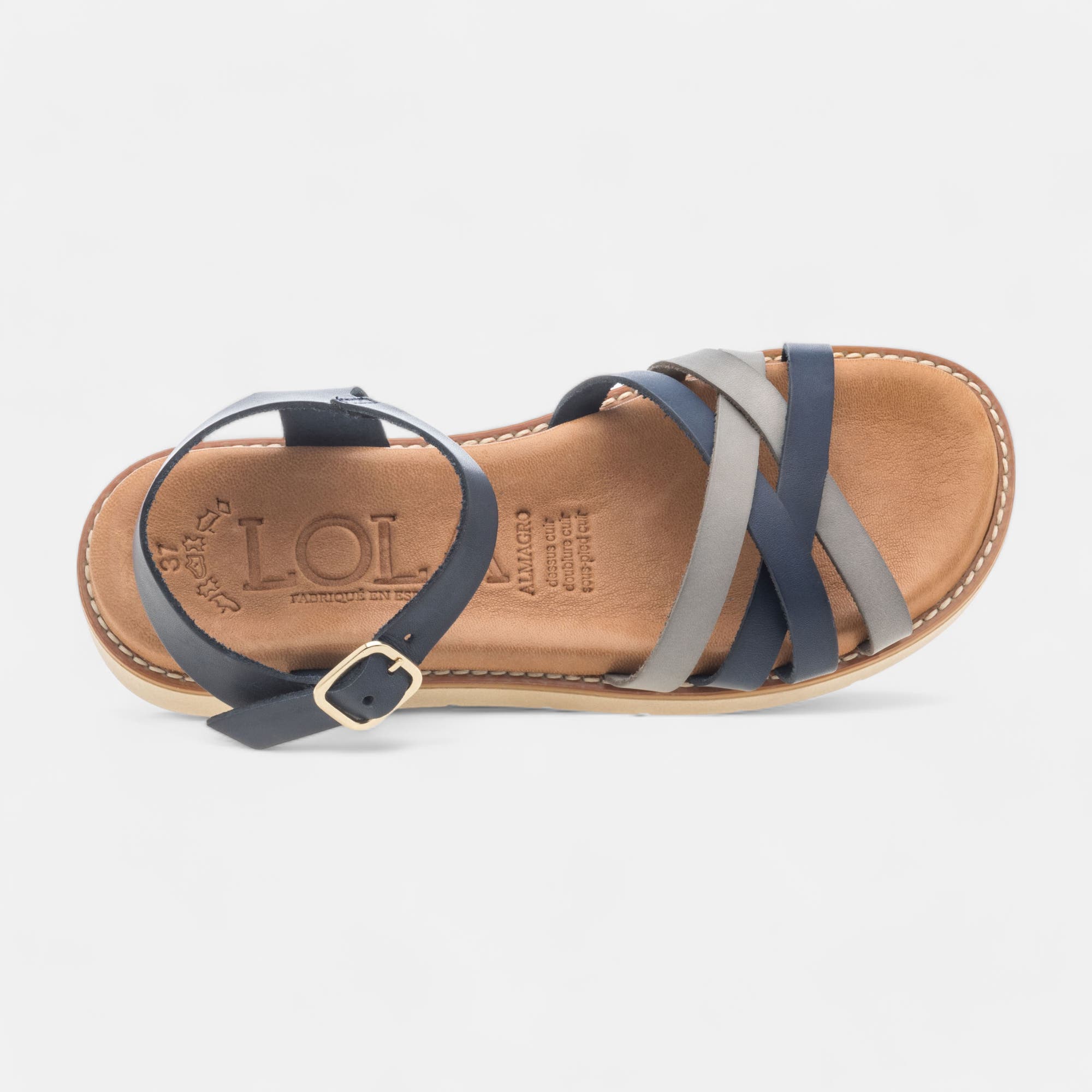 Sandales Femme en cuir bleu