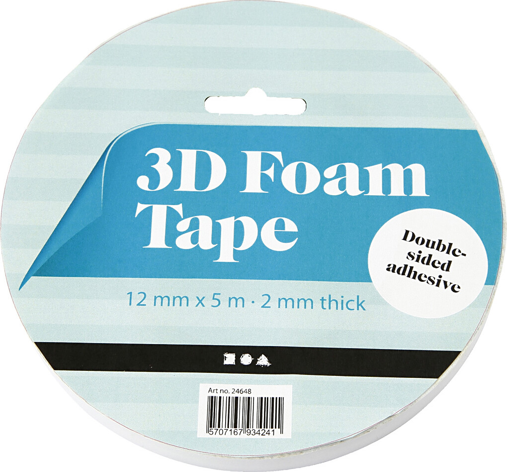 3D Tape - B 12 MM - Tykkelse 2 MM - 5 M
