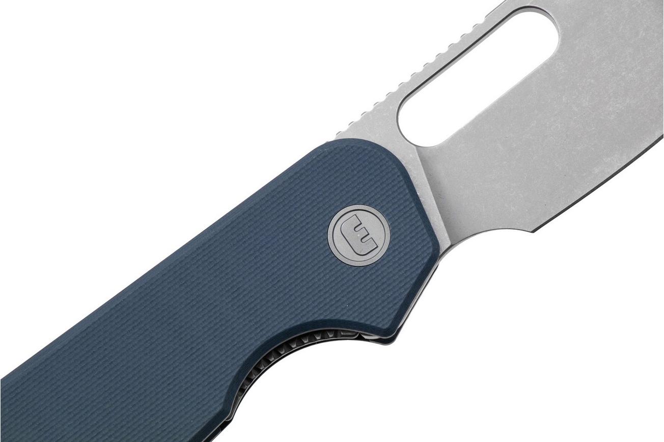 Eutektik EFD EFD-DSW-L Stonewashed 14C28N, Blue G10, linkshandig zakmes