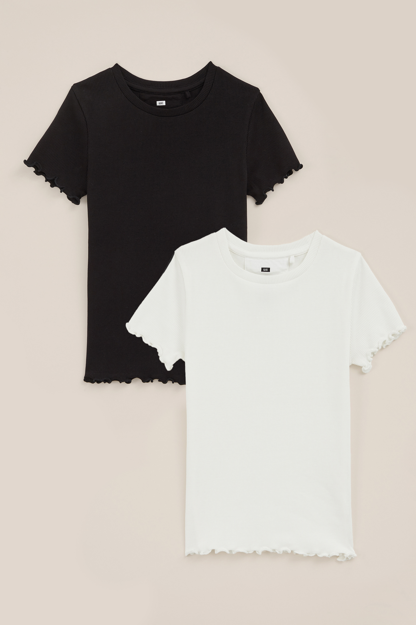 Meisjes geribd T-shirt, 2-pack WE Fashion Multikleur