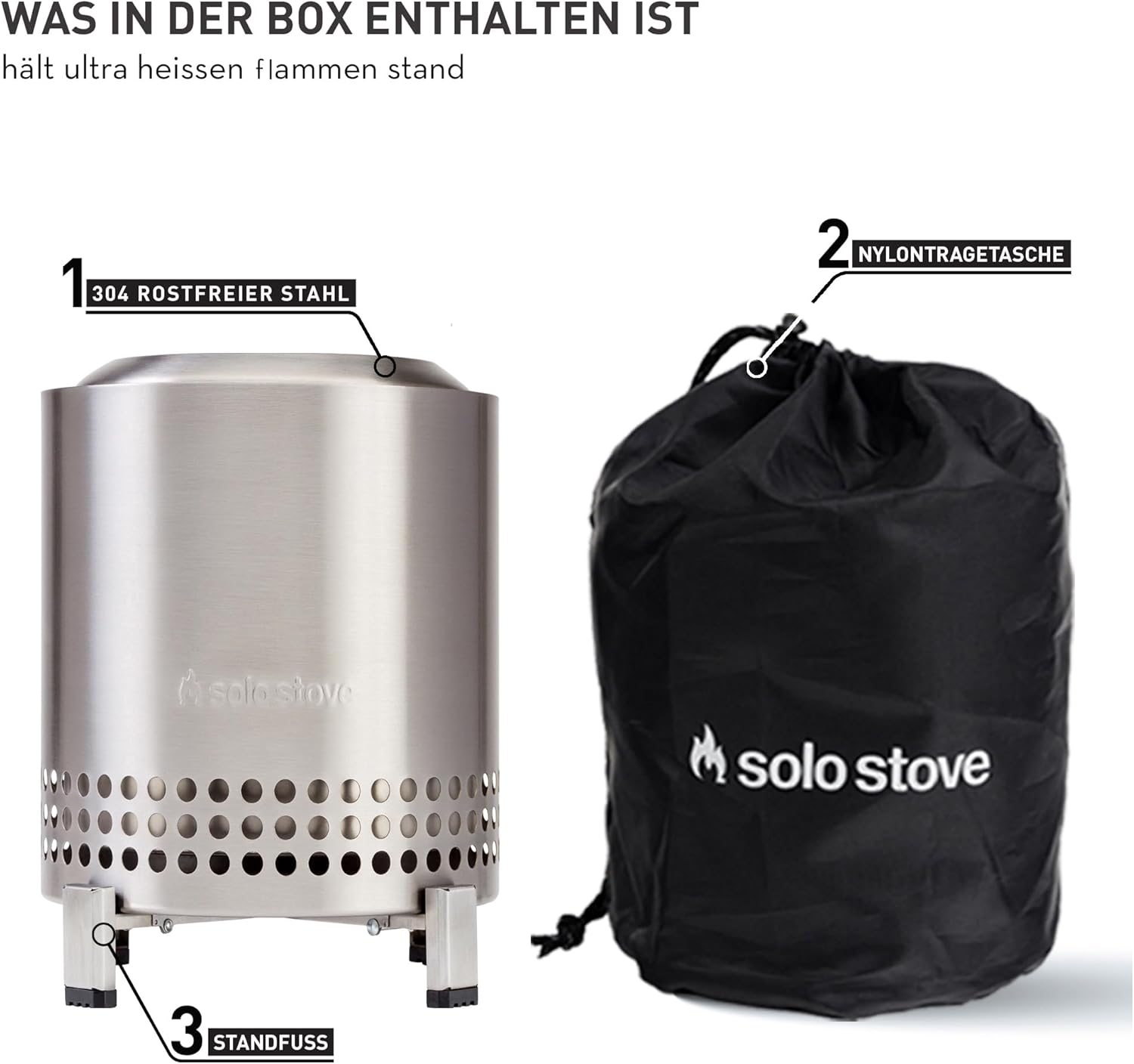 Solo Stove Mesa XL Tischfeuer Outdoor | Raucharmer Mini Tischkamin, Deko für Garten, Terrasse und Balkon, Für Pellets/Holz, Edelstahl, Inkl. Standfuß, Aufbewahrungsbeutel, 21,8 x 17,8cm, 1 kg, Silber