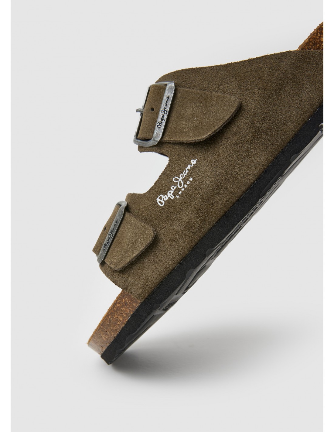 pepe jeans sandales homme bio daim marron foncé