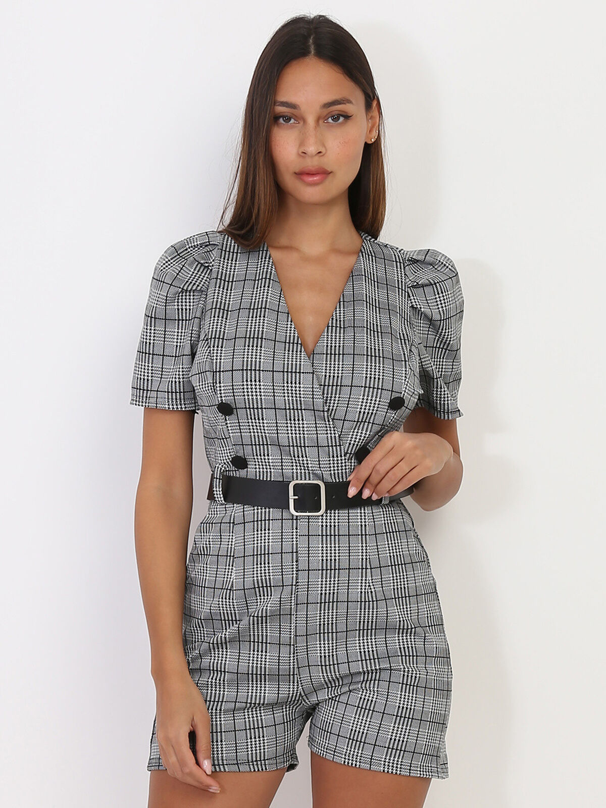 Combishort noir et blanc pied de poule Gris- Gris