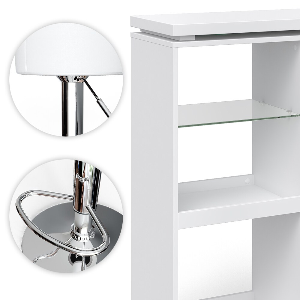 VICCO Bartisch VEGA Weiß Bartresen Stehtisch Tisch Tresentisch Bistrotisch Küche inkl. Barhocker