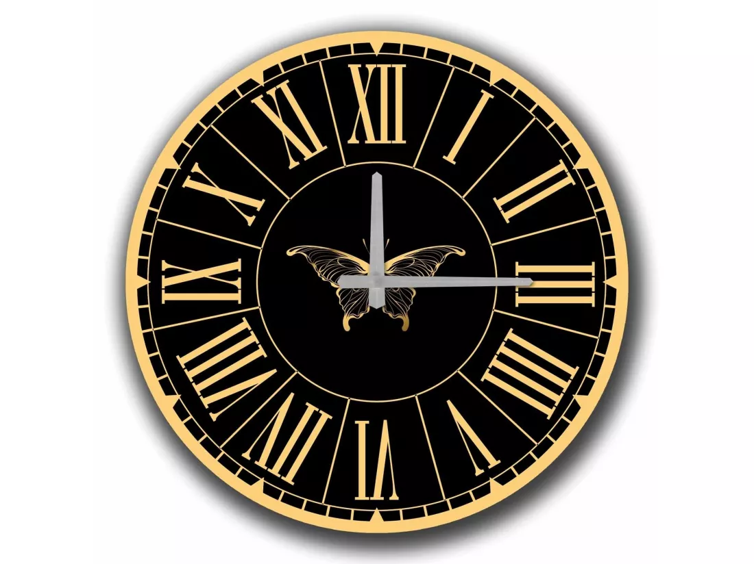 Horloge décorative MDF or et blanc