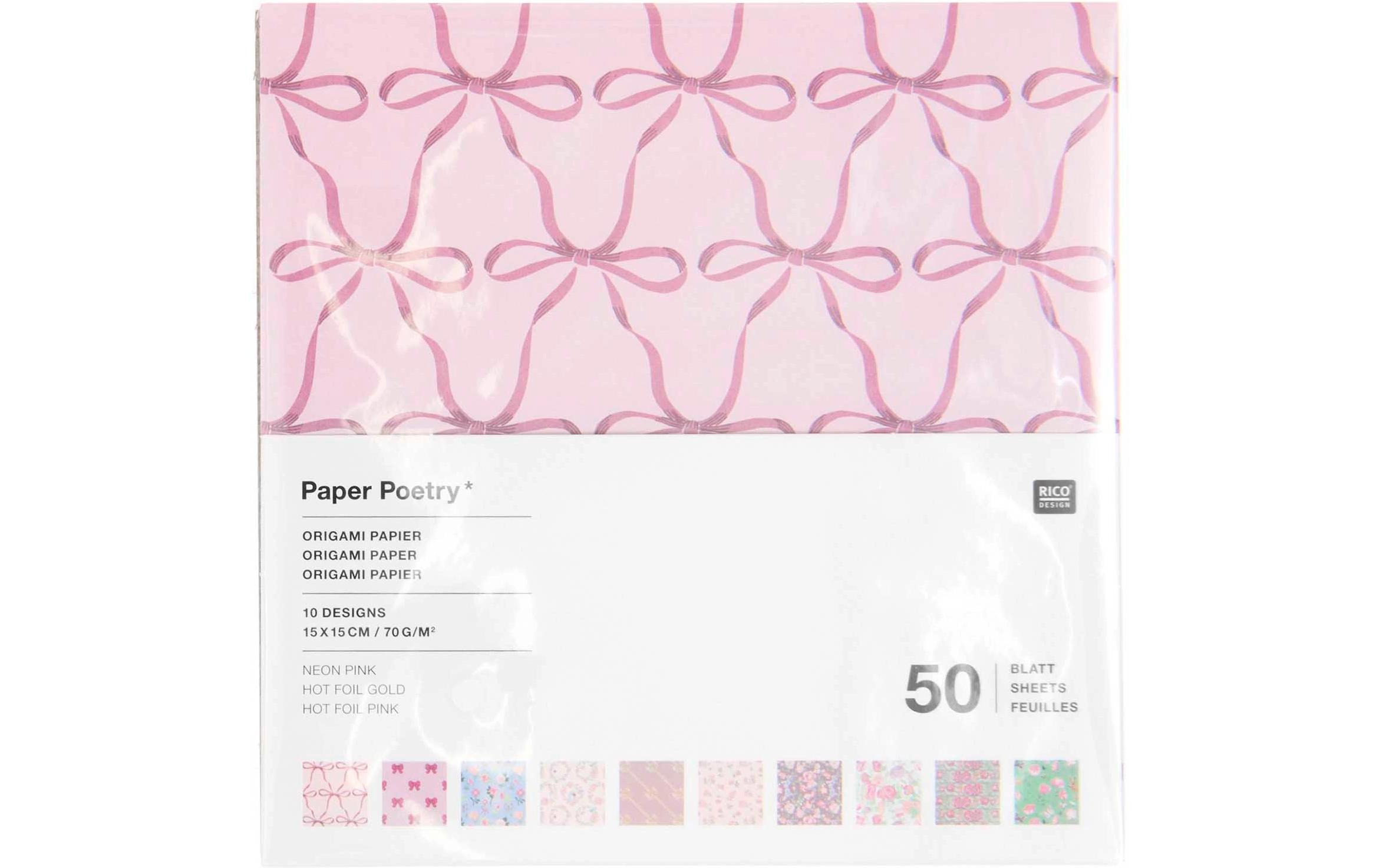 Bastelpapier Origami 15 x 15 cm, 70 g/m², 50 BlattBastelmaterial für Origami-Kreationen