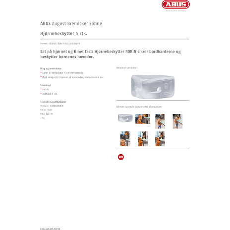 Abus ROBIN hjørnebeskytter 4 stk.