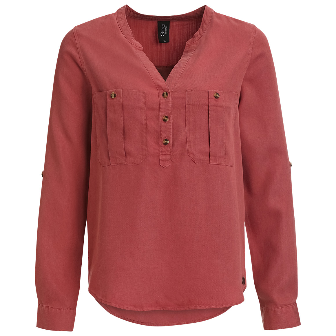 Gina Collection Damen Bluse mit zwei Brusttaschen dunkelrot