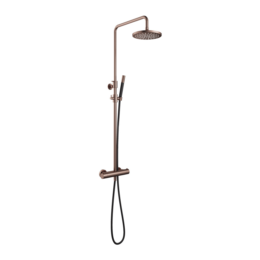 Hotbath Cobber SDS9BCP thermostatische opbouw doucheset met ronde handdouche geborsteld koper PVD