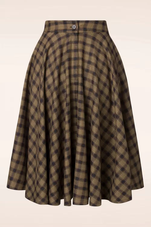 Timeless Sophie wollen geruite rok in camel