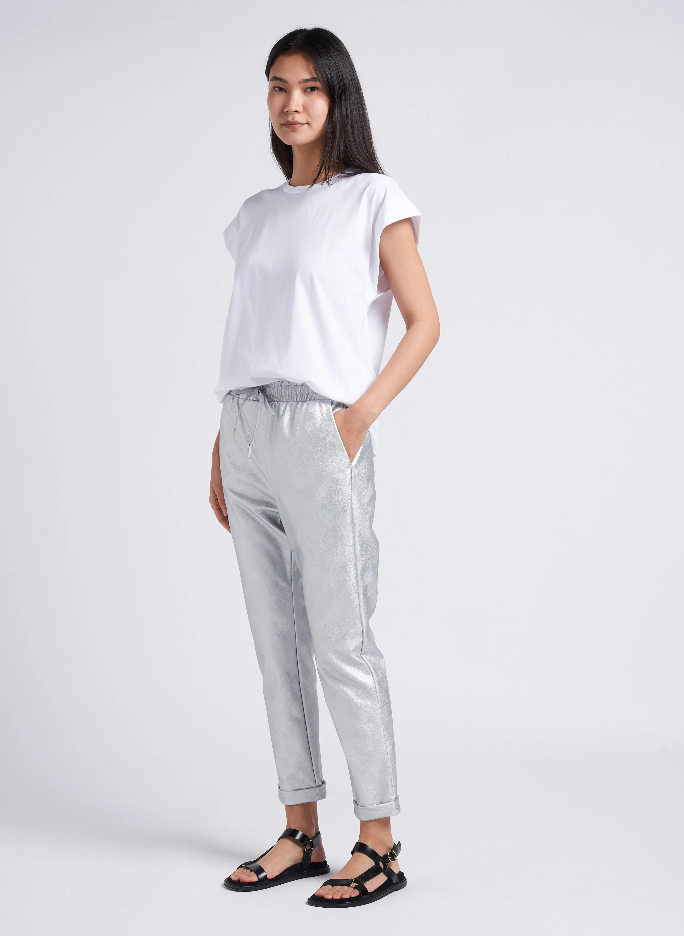 Tee-shirt droit col rond en coton | Blanc