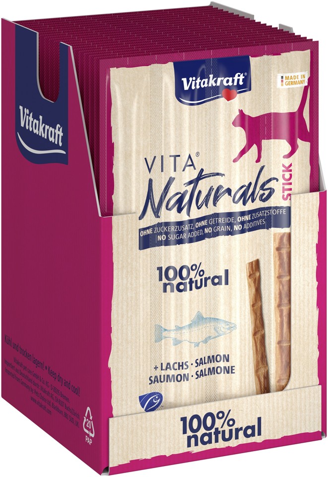 Vitakraft - 20 x Vita Naturals® sticks med laks, MSC,4 stk