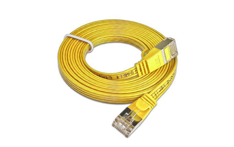 Slimpatchkabel RJ-45 - RJ-45, Cat 6, STP, 10 m, GelbGeschirmtes Twisted-Pair-Kabel (STP) mit Klinkenschutz