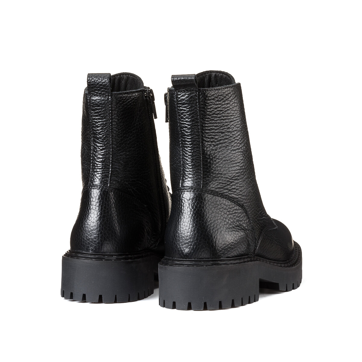 COLEÇÃO LA REDOUTE<br>Botas de couro com cadarço e sola ranhurada