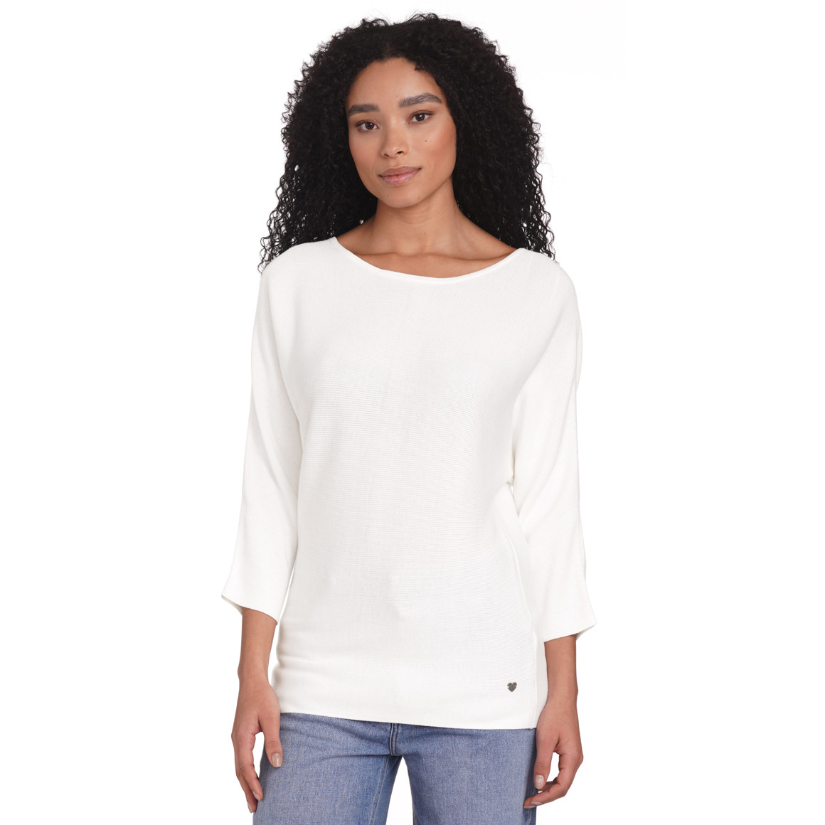 Gina Damen Pullover mit Spitze cremeweiss