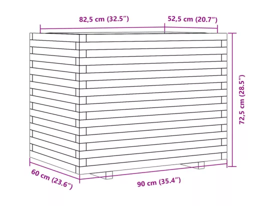 Jardinière bac lit surélevé bois blanche 90 x 60 x 72.5 cm 02_0038041