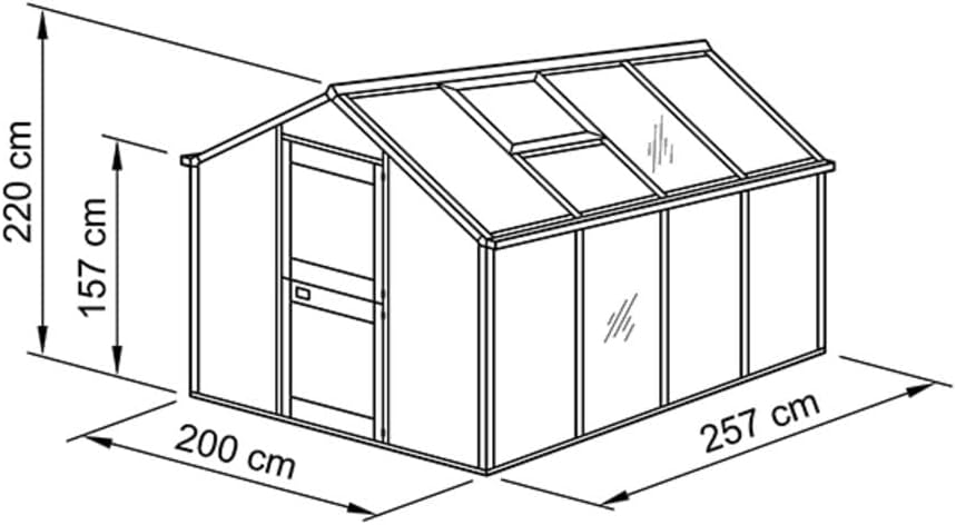 Beckmann Gewächshaus Modell U5 200 x 257 cm Alu Natur