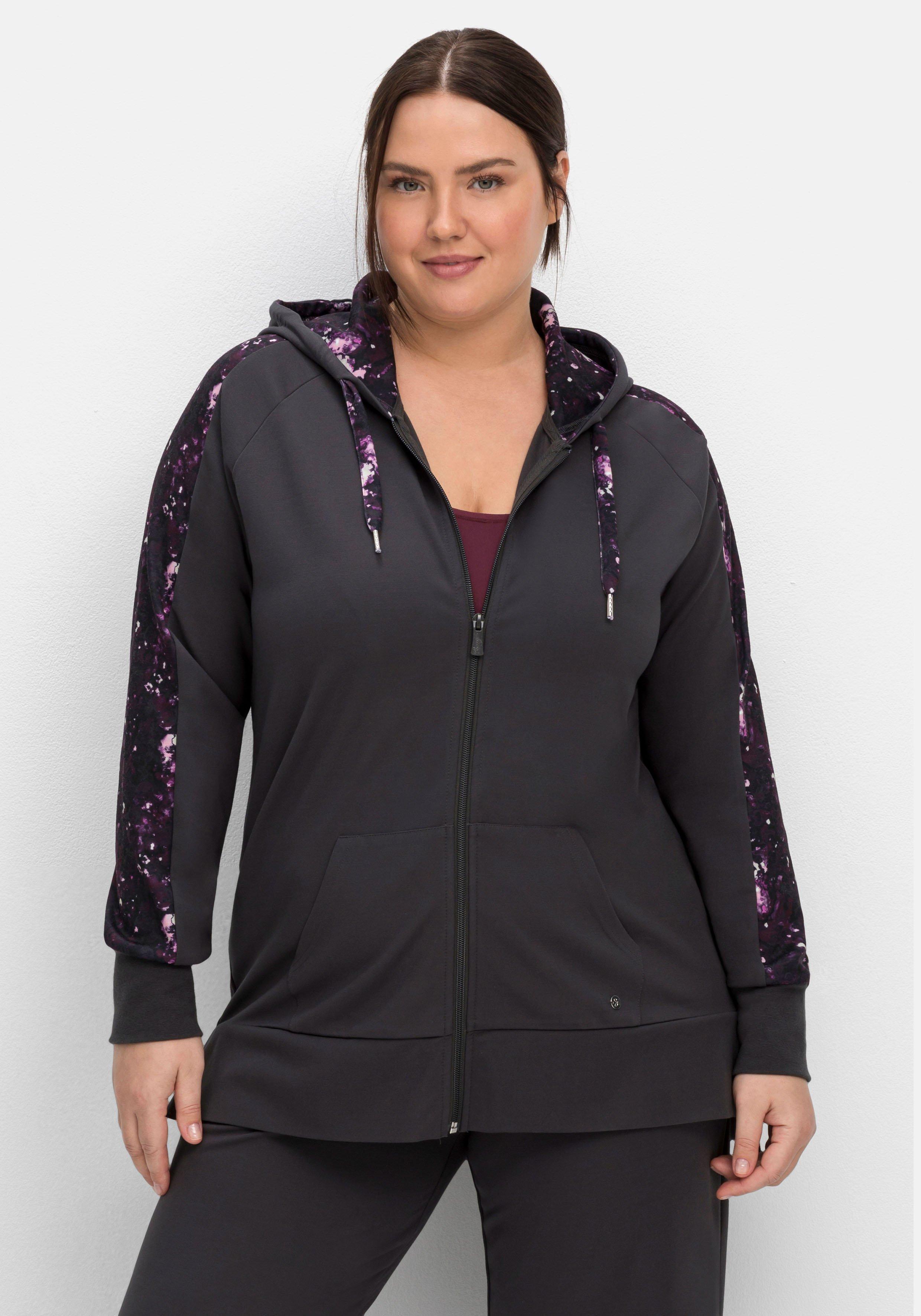 Trainingsjacke aus Sweat, mit Kontrastmuster
