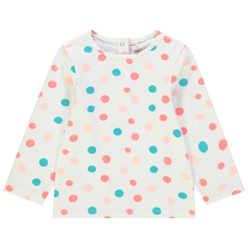T-shirt manches longues à pois contrastés pour bébé fille - Gris clair