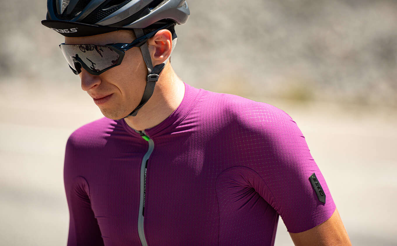Q36.5 L1 Pinstripe X Fietsshirt Korte Mouwen Paars Heren