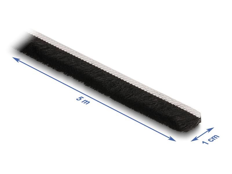Delock Bürstenstreifen selbstklebend schwarz, 10mm - 5m Delock Bürstenstreifen selbstklebend 10 mm – Länge 5 m schwarz