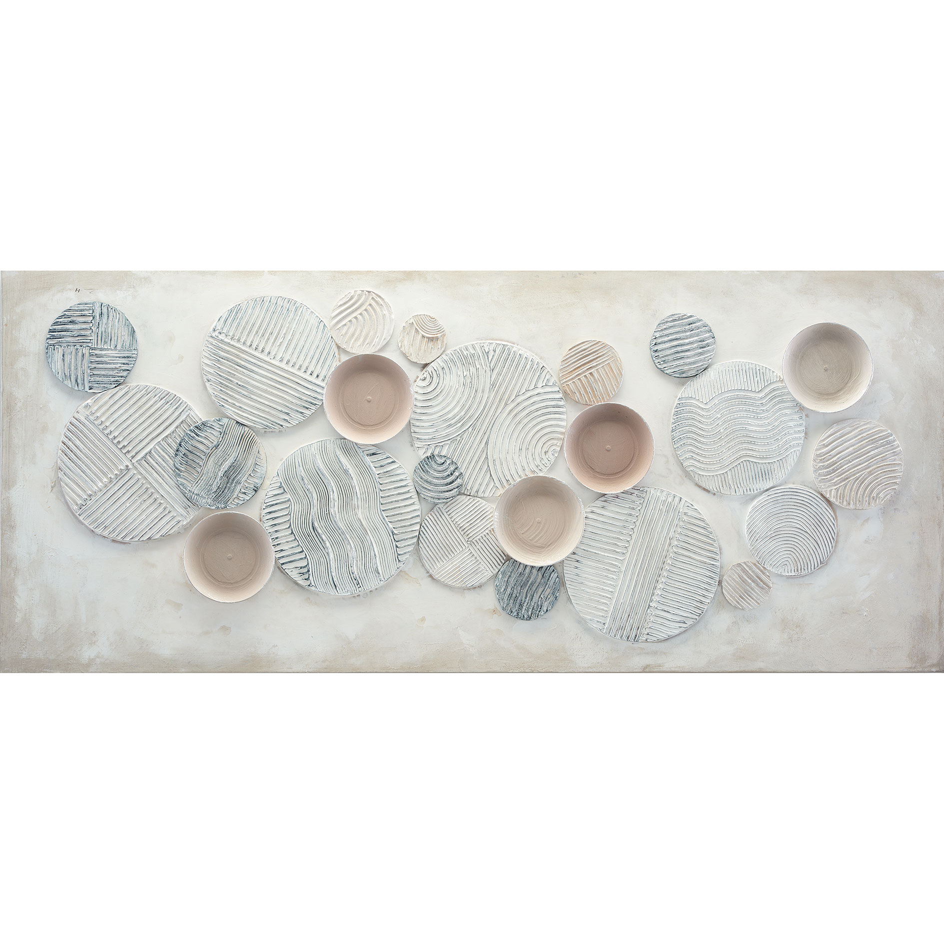 Ölgemälde - grau - Kreise abstrakt - 140x60 cm