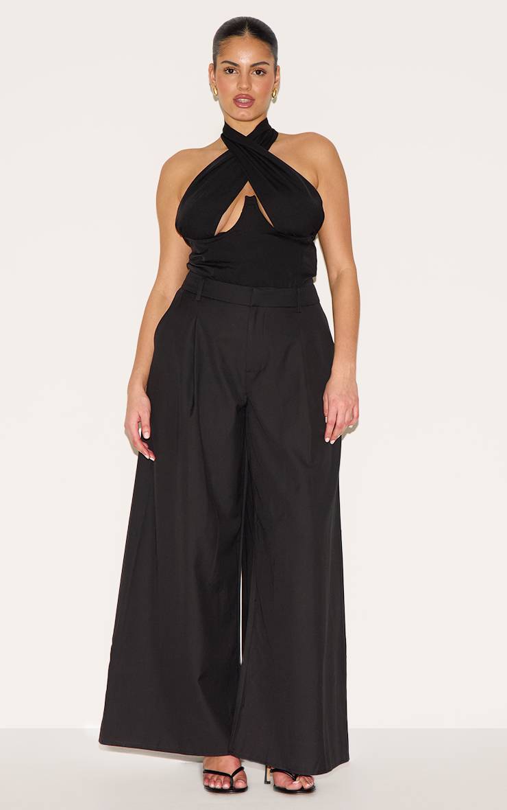 Noir Body Grande Taille Tissé À Bretelles Croisées Avec Armatures