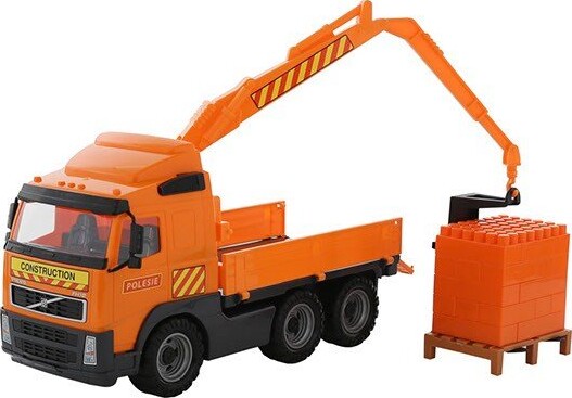 Volvo Lastbil Legetøj Med Kran Og Lad - 45 CM - Polesie