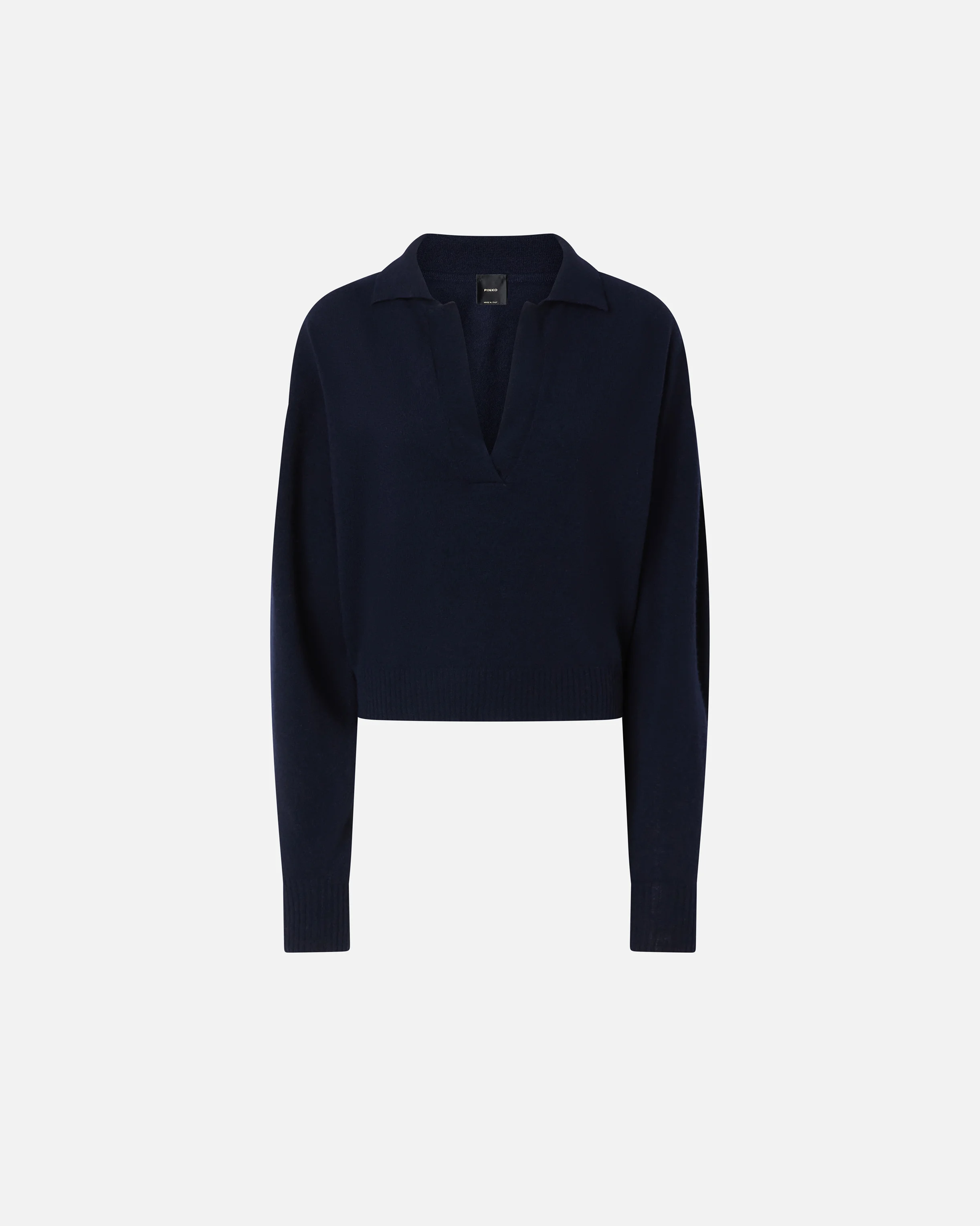 Pull court à col chemise | Bleu