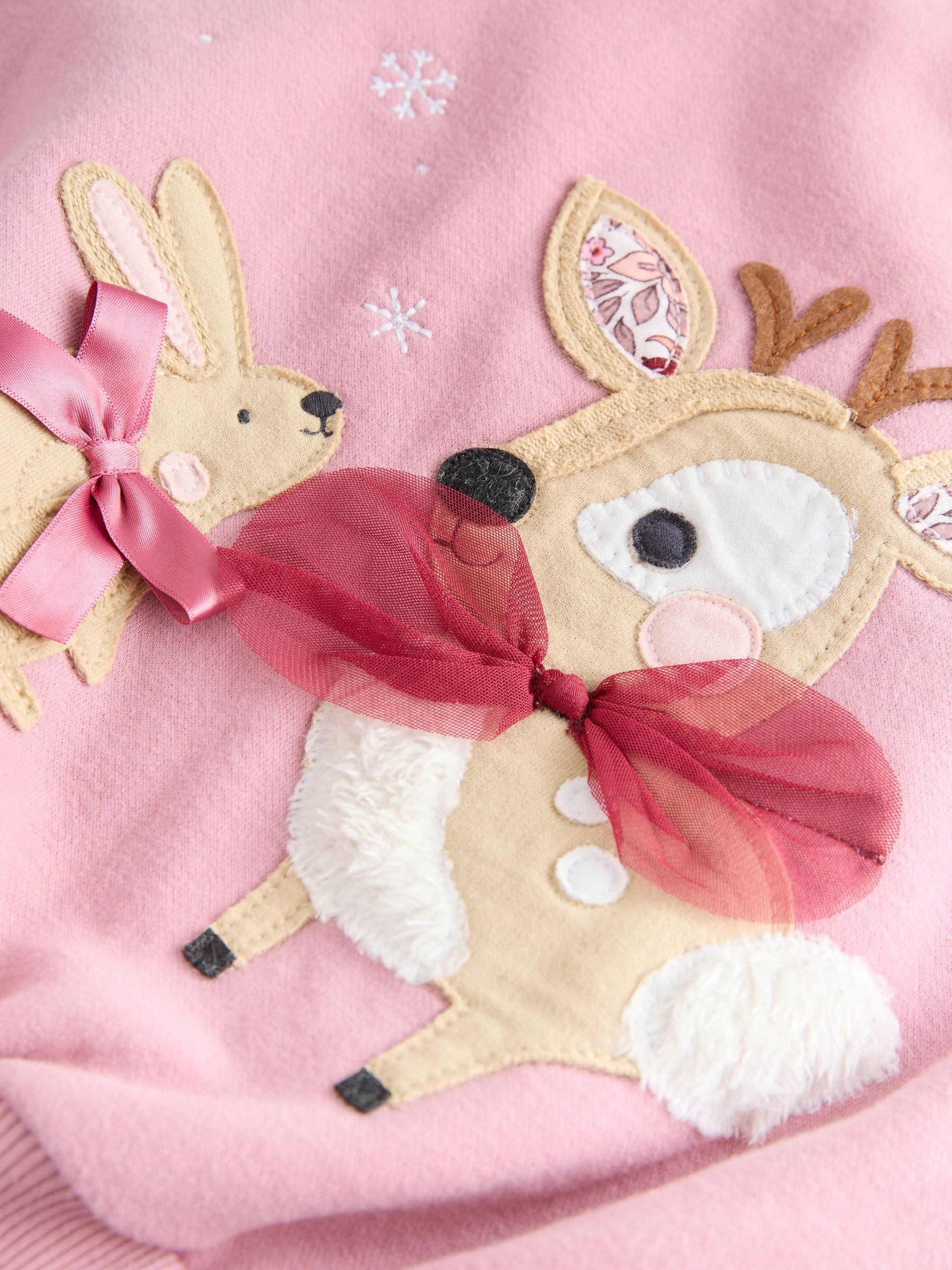 Pink Deer & Bunny - Set van sweatshirt en uitlopende legging (3 mnd - 7 jr)
