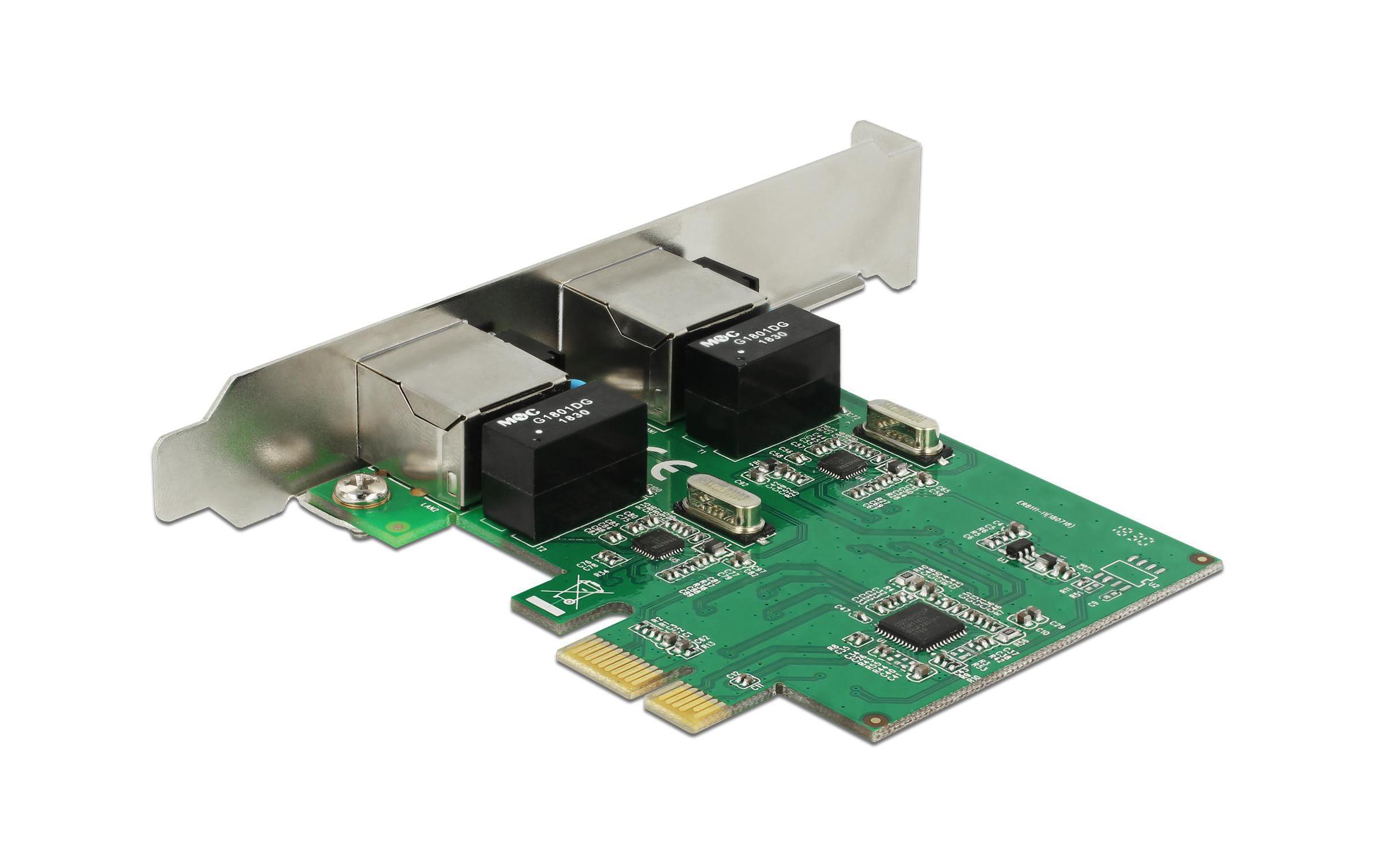 Netzwerkkarte 2 Ports, 1Gbps Realtek RTL8111H ChipsatzDelock PCI Express Karte zu 2 x Gigabit LAN