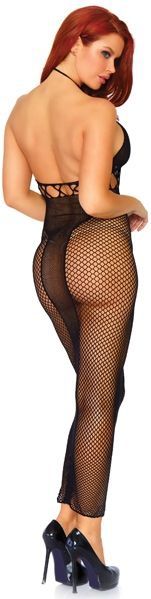 Halter duel net backless dress