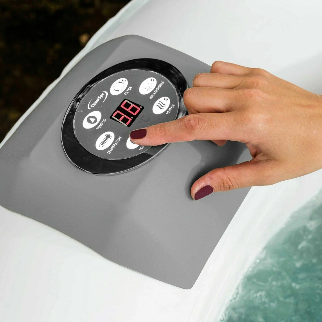 Spa gonflable 4 places rond - cleverspa modèle onyx - diamètre : 185 cm - filtre et bâche inclus