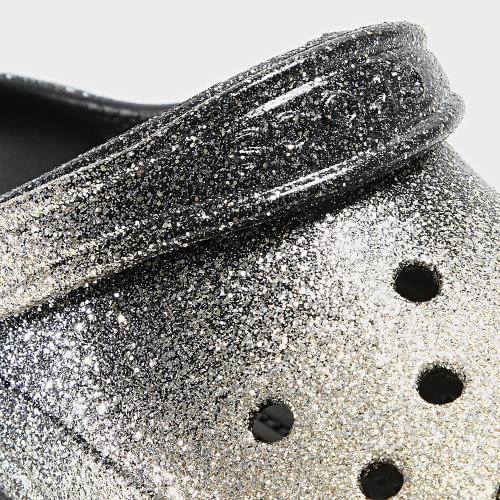 Sandales Classic Ombre Glitter Clog Noir Argenté Dégradé