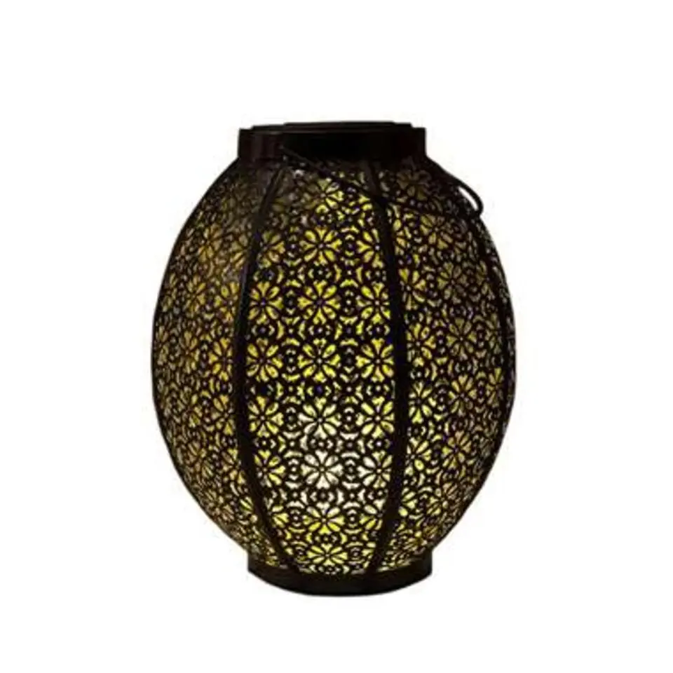 Anna's Collection Lantaarn - tuinverlichting - solar - zwart met goud