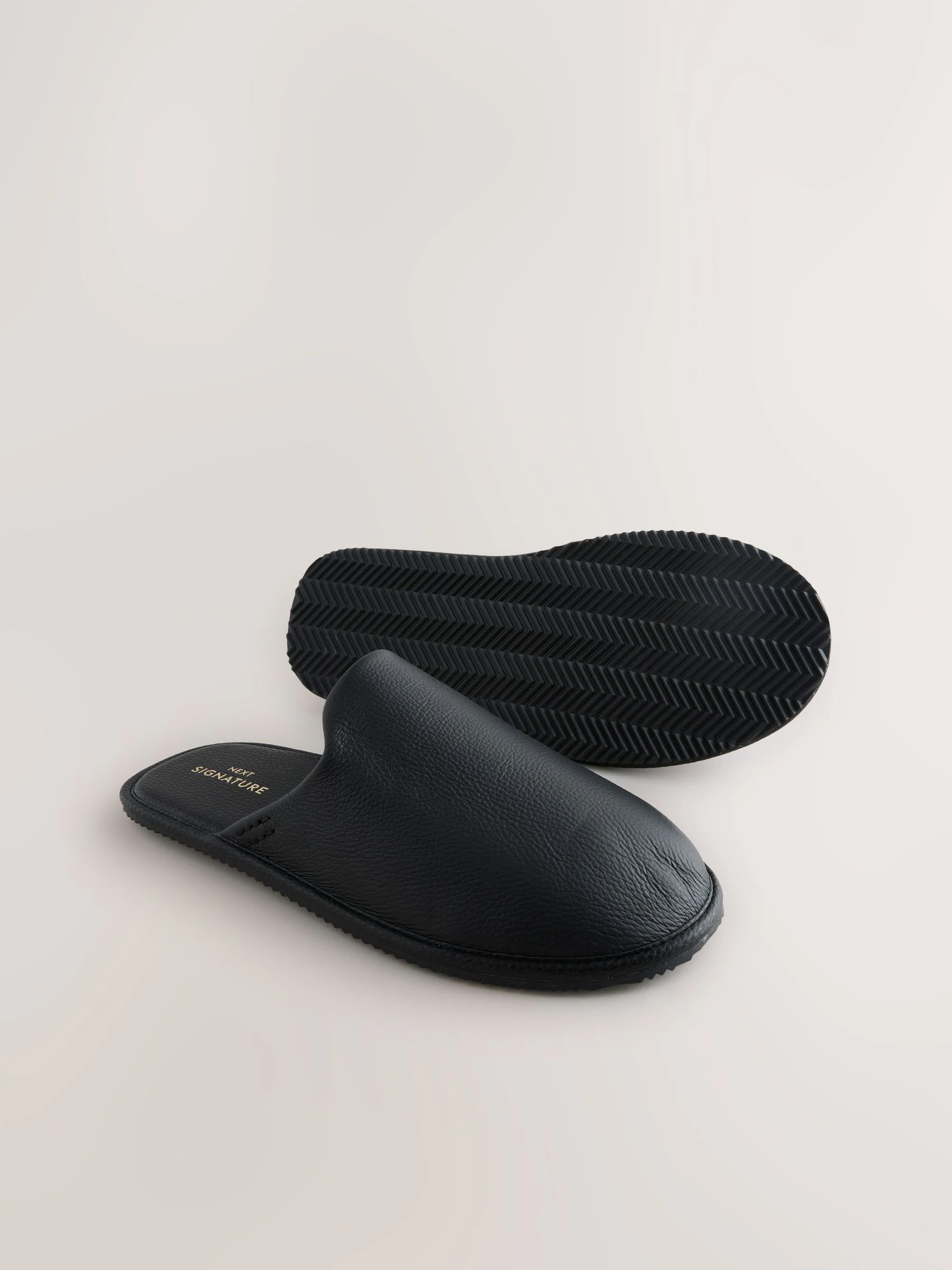 Zwart - Signature Leather Mule Slippers