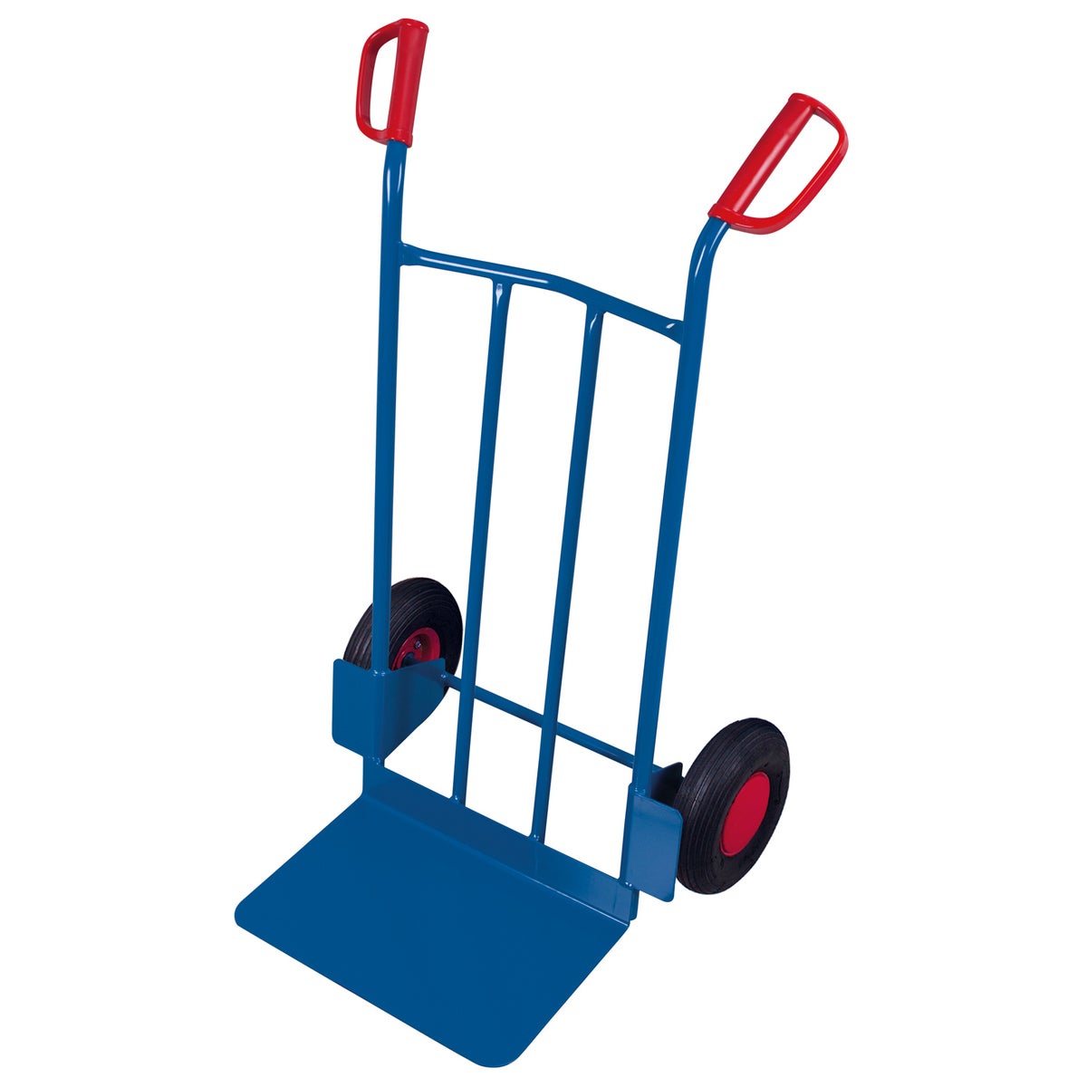VARIOfit stalen buissteekwagen, 250 kg laadvermogen met grote schep, hoogte 1110 mm, luchtbanden