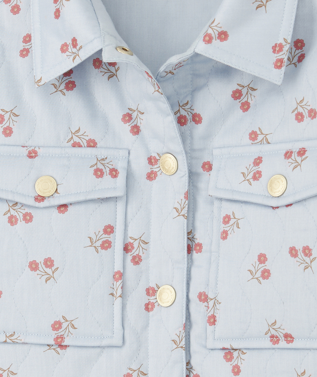 VESTE FILLE EN REMBOURRAGE RECYCLÉ BLEUE AVEC IMPRIMÉ