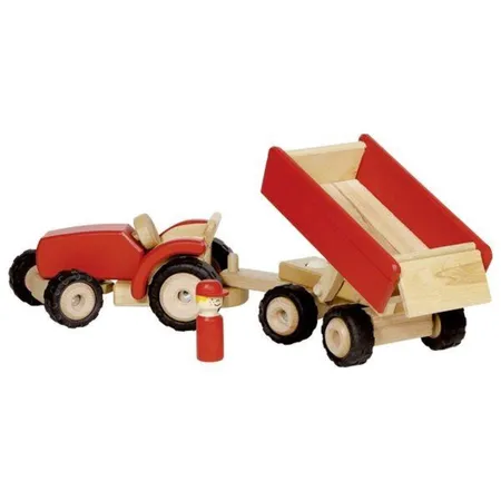 goki Traktor rot mit Anhänger