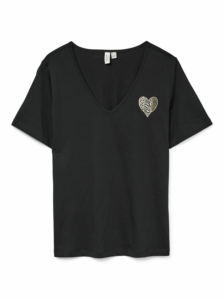 VERO MODA<br>Camiseta com decote em V e coração no peito