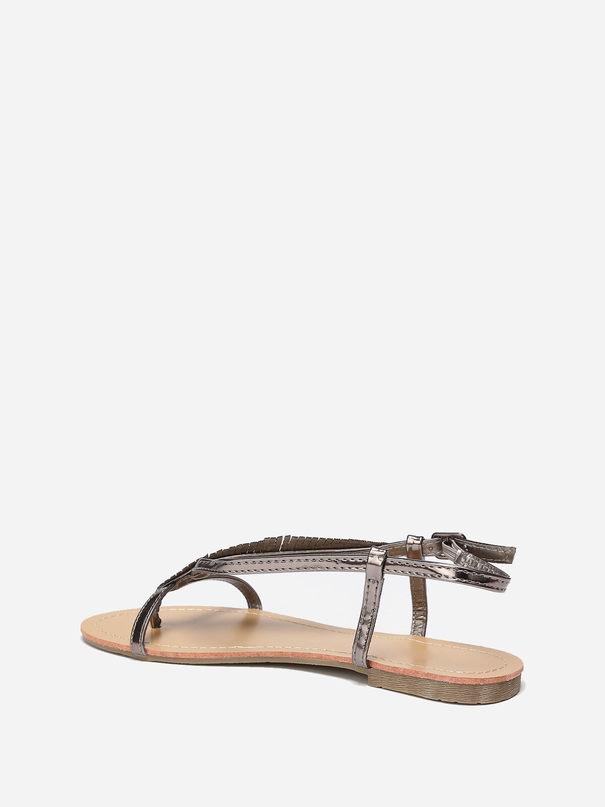 Nu-pieds à feuille en strass grandes tailles- Gris métallisé