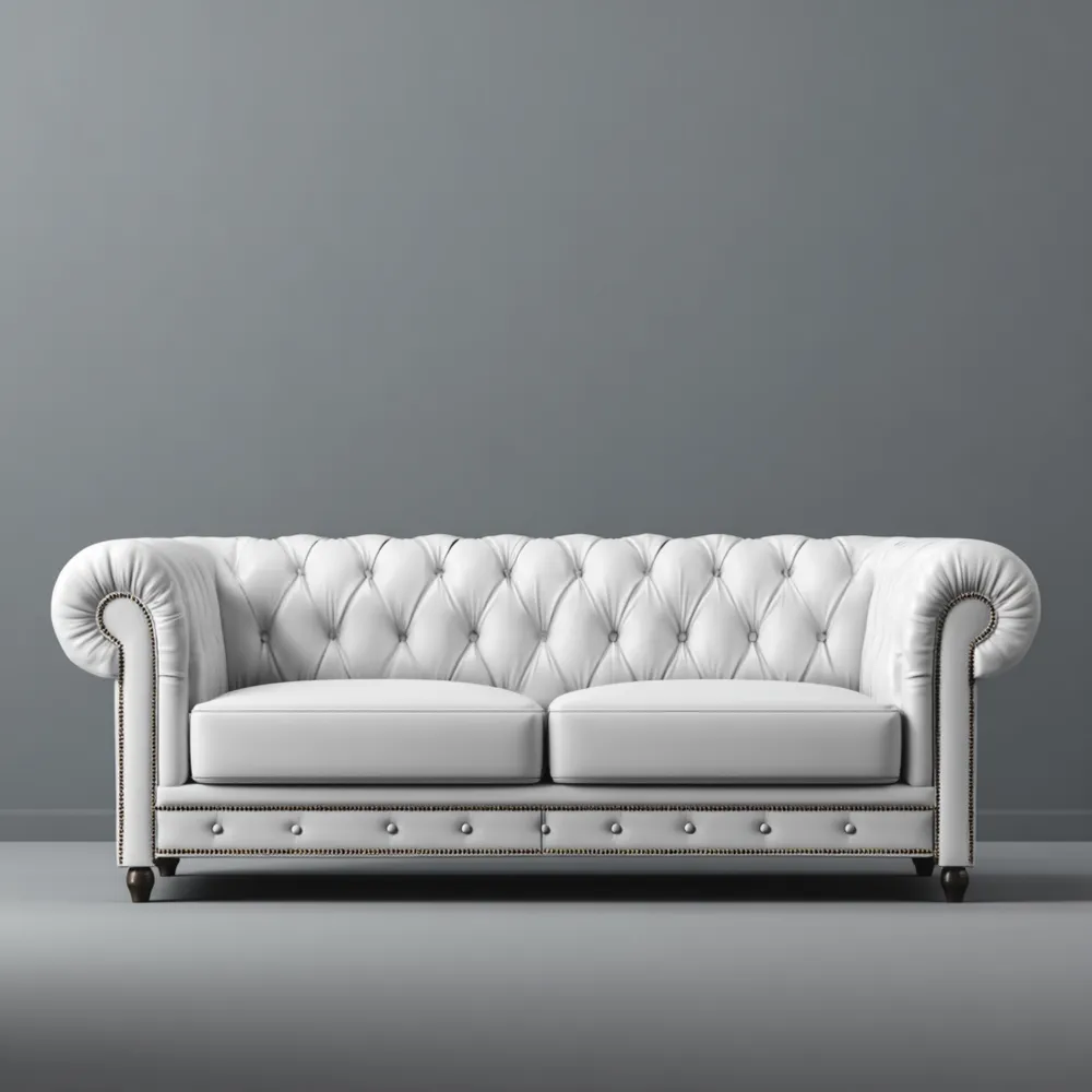 2-Sitzer-Sofa Leder 210x85x75 cm – Weiß – Klassisches Chesterfield Design