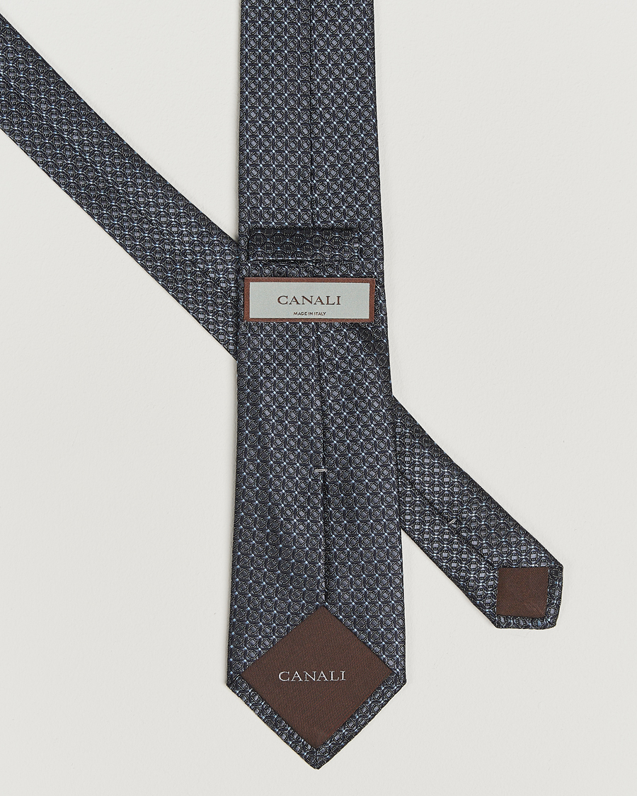 Canali Jacquard Silk Tie Navy