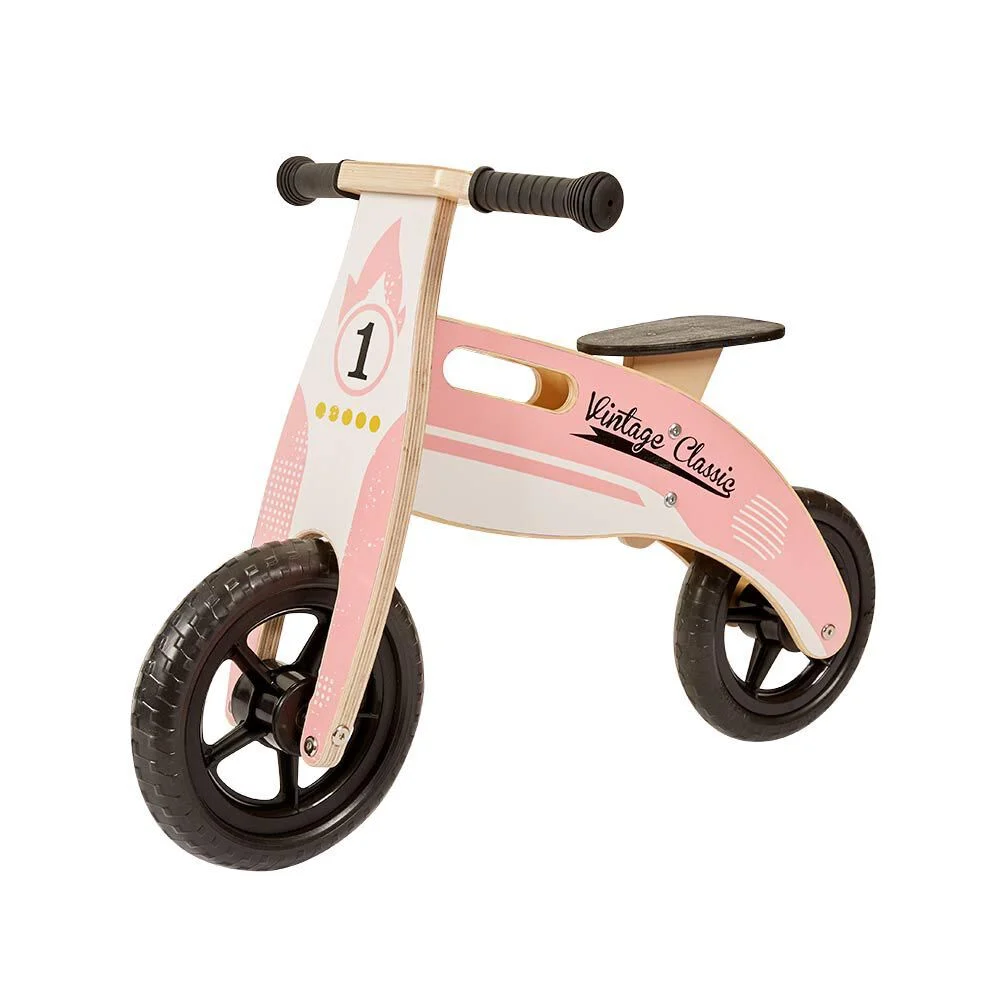 Draisienne bois design vintage rose et bois