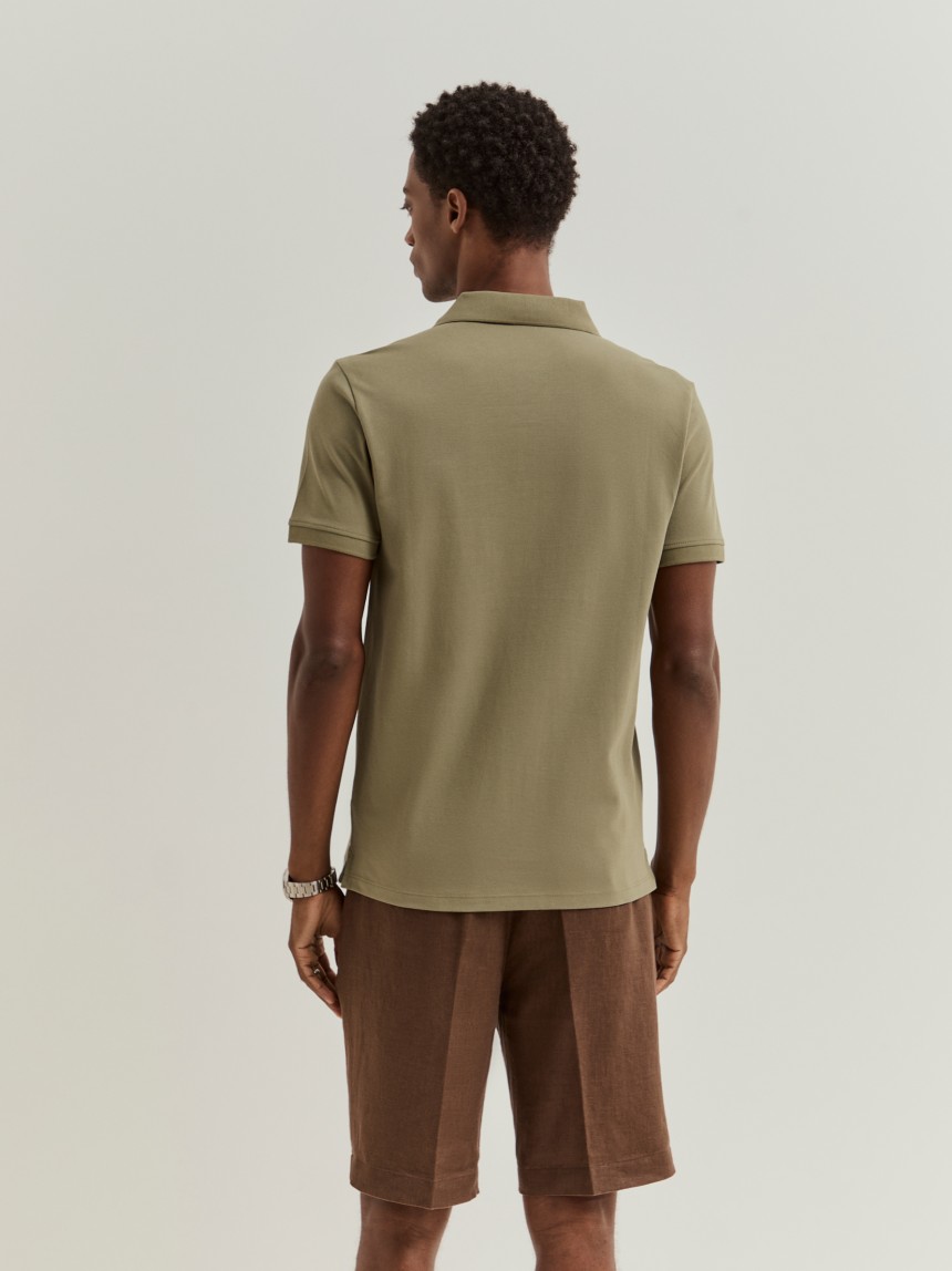 Polo piqué slim fit garment dye