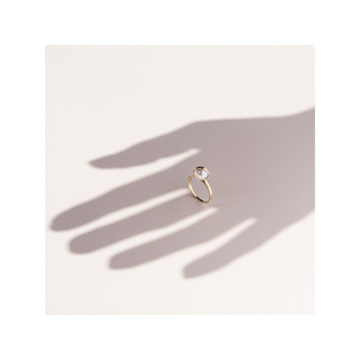 Bague or 375 jaune perle de culture de Chine