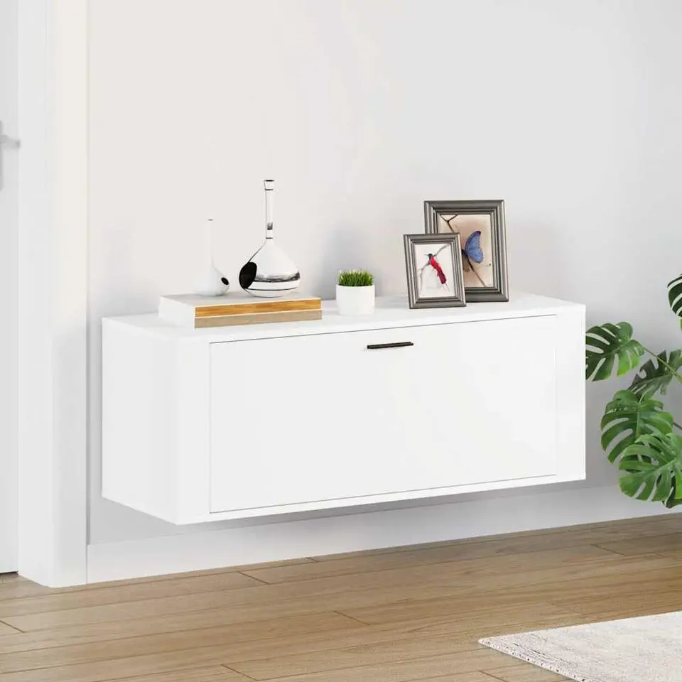 vidaXL - Wandschoenenkast - Wit - Bewerkt hout